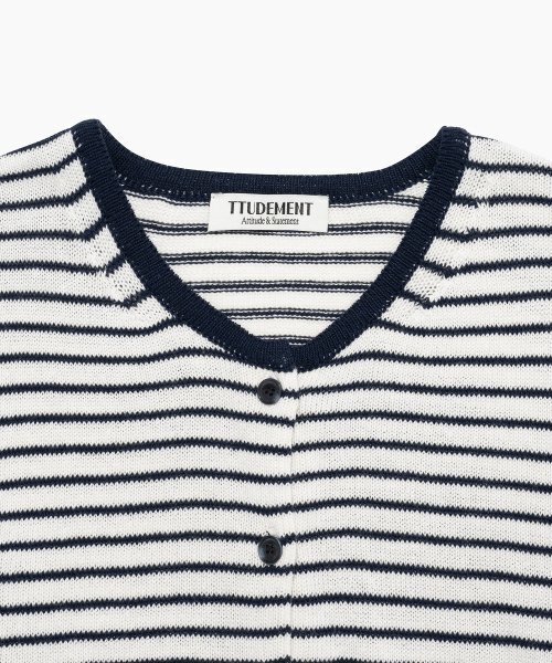 TTUDEMENT(トュードメント)の「STRIPE CREWNECK CARDIGAN IVORY(カーディガン/ボレロ・レディース・その他・FREE)」の8枚目の写真