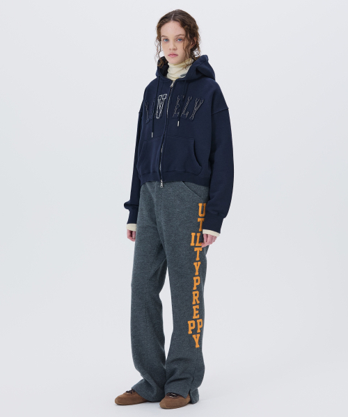 NOHANT(ノアン)の「LONELY/LOVELY CROP HOODIE ZIP-UP NAVY(パーカー・レディース・ネイビー・SMALL/MEDIUM)」の4枚目の写真