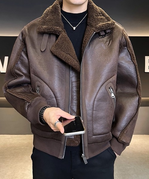 ジャケット・アウター temtem A'GEM/9×.kom『select/セレクト』FAUX MOUTON AVIATOR JACKET/フォー
