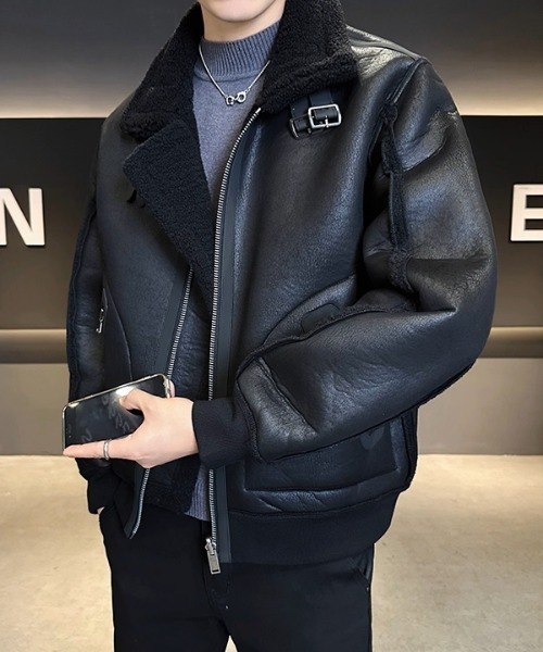 A'GEM/9×.kom『select/セレクト』FAUX MOUTON AVIATOR JACKET/フォー