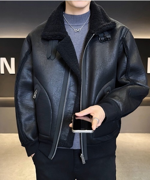 A'GEM/9×.kom『select/セレクト』FAUX MOUTON AVIATOR JACKET/フォー