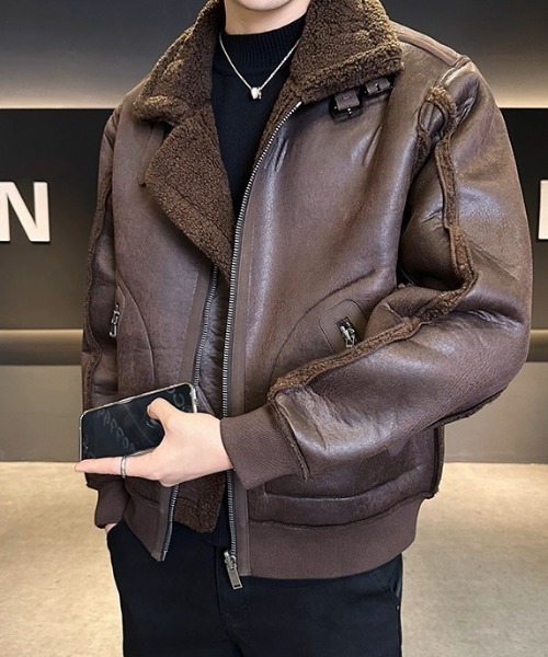 A'GEM/9×.kom『select/セレクト』FAUX MOUTON AVIATOR JACKET/フォー