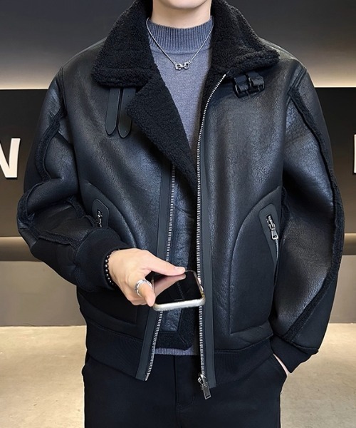 A'GEM/9×.kom『select/セレクト』FAUX MOUTON AVIATOR JACKET/フォー