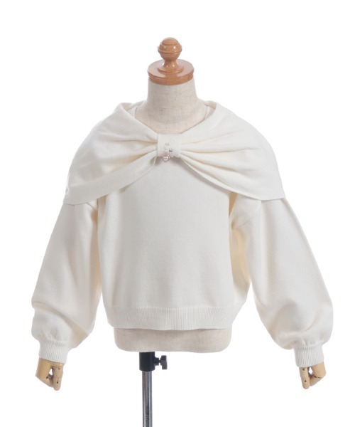 axes femme（アクシーズファム）の「リボンモチーフニット（ニット/セーター・キッズ・ワイン/ホワイト・MEDIUM/LARGE/X-LARGE）」の3枚目の写真