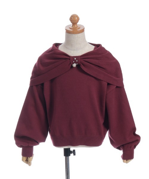 axes femme（アクシーズファム）の「リボンモチーフニット（ニット/セーター・キッズ・ワイン/ホワイト・MEDIUM/LARGE/X-LARGE）」の11枚目の写真