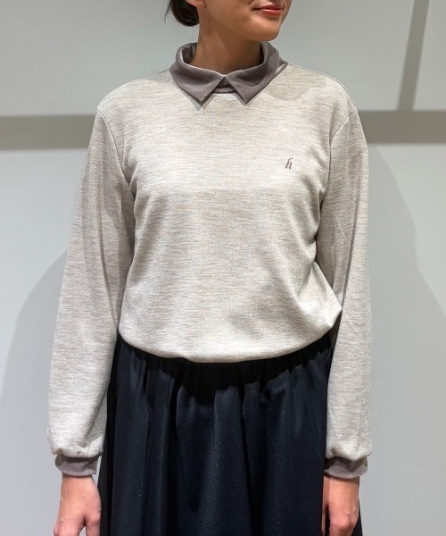 human woman(ヒューマンウーマン)の「◆ベロアドッキングプルオーバー(Tシャツ/カットソー・レディース・グレー系その他/ベージュ系その他2・MEDIUM)」の3枚目の写真