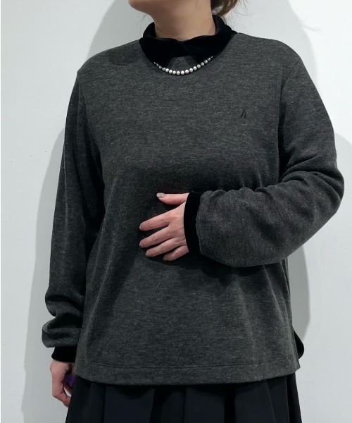 human woman(ヒューマンウーマン)の「◆ベロアドッキングプルオーバー(Tシャツ/カットソー・レディース・グレー系その他/ベージュ系その他2・MEDIUM)」の5枚目の写真