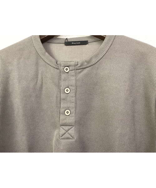 Bling Leads(ブリングリーズ)の「【Bls】【ZM】【Bling Leads】テレコヘンリーネック(Tシャツ/カットソー・メンズ・ホワイト/チャコールグレー/ブラック/カーキ・SMALL/MEDIUM/LARGE)」の5枚目の写真