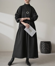 異素材 切り替え」に該当するワンピース（ブラック/黒色系