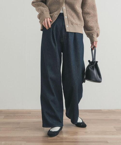 アーバンリサーチ ドアーズ（URBAN RESEARCH DOORS）/裏起毛タックデニムパンツ セール】裏起毛タックデニムパンツ｜冬服/暖かい/防寒/お出かけ