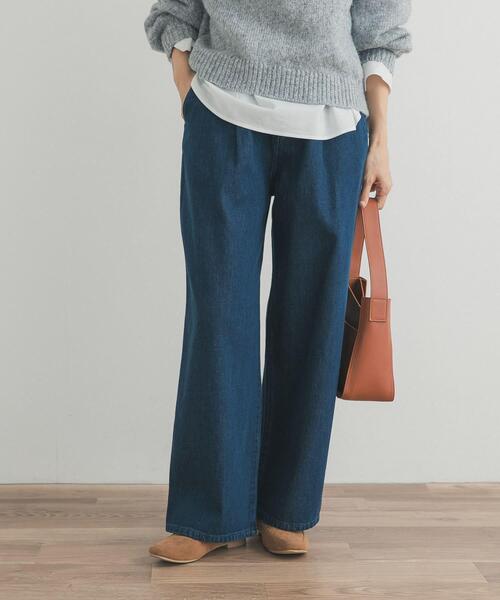 セール】裏起毛タックデニムパンツ｜冬服/暖かい/防寒/お出かけ