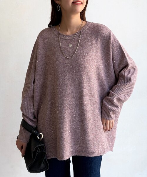 Chez toi（シェトワ）の「スパンコールドルマンニットプルオーバー（ニット/セーター・レディース・ピンク/アイボリー/グレー/ネイビー・FREE）」の20枚目の写真