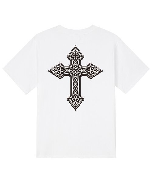 KAN6312(カン6312)の「KTW0055 クロス半袖Tシャツ - ホワイト(Tシャツ/カットソー・メンズ・その他・LARGE/MEDIUM/SMALL/X-LARGE)」の1枚目の写真