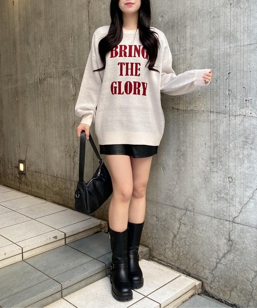 INGNI（イング）の「3段ビッグロゴニット（ニット/セーター・レディース・ワイン系2/ホワイト×ブラック/ネイビー系3/ホワイト系4/ブラウン系6・M）」の19枚目の写真