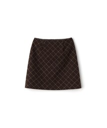 ROSA check lace mini skirt_BROWN