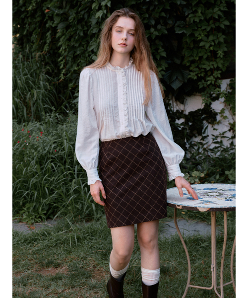 LENINA(レニーナ)の「ROSA check lace mini skirt_BROWN(スカート・レディース・ブラウン・SMALL)」の2枚目の写真