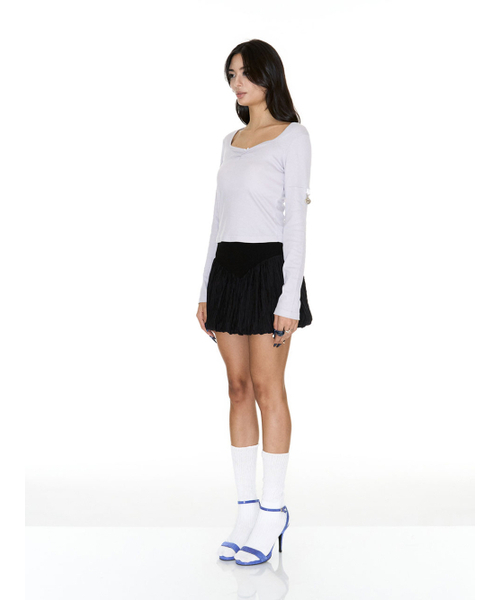 SETSETSET(セットセットセット)の「HERAT NECK T-SHIRT WITH SEASHELL GREYSH LILAC(Tシャツ/カットソー・レディース・その他・FREE)」の3枚目の写真