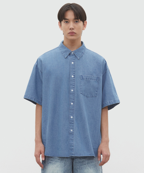 DECET（デケト）の「Over Denim Short Shirts DCSH004LightBlue（シャツ/ブラウス・メンズ・その他・MEDIUM/SMALL/LARGE）」の2枚目の写真