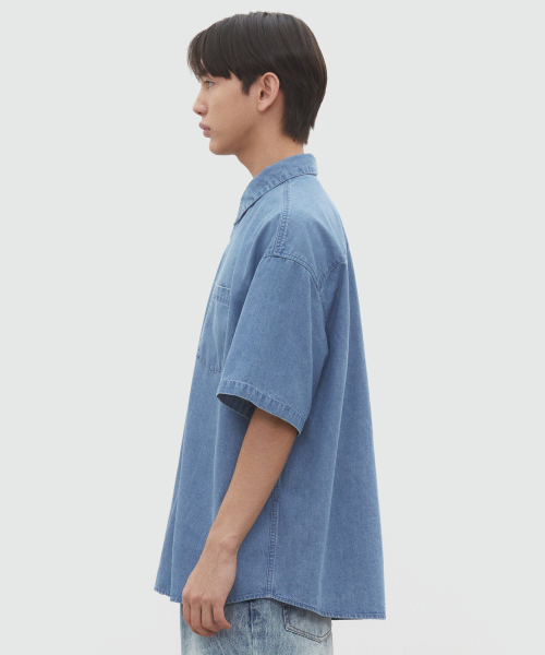 DECET（デケト）の「Over Denim Short Shirts DCSH004LightBlue（シャツ/ブラウス・メンズ・その他・MEDIUM/SMALL/LARGE）」の4枚目の写真