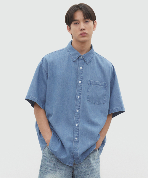 DECET（デケト）の「Over Denim Short Shirts DCSH004LightBlue（シャツ/ブラウス・メンズ・その他・MEDIUM/SMALL/LARGE）」の6枚目の写真