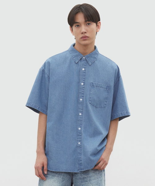 DECET（デケト）の「Over Denim Short Shirts DCSH004LightBlue（シャツ/ブラウス・メンズ・その他・MEDIUM/SMALL/LARGE）」の8枚目の写真
