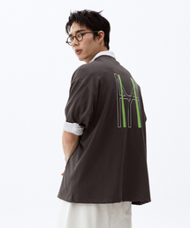 HYII（ハイトゥ）の「ユニセックス モノグラムプリント オーバーサイズ Tシャツ [チャコール]（Tシャツ/カットソー）」