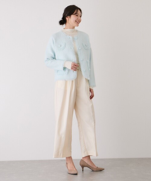 Jayro（ジャイロ）の「フリンジノーカラーニットカーディガン（カーディガン/ボレロ・レディース・サックスブルー/ブラック系その他/ホワイト系その他2・M）」の12枚目の写真