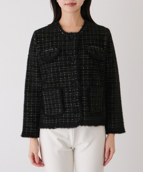 Jayro（ジャイロ）の「フリンジノーカラーニットカーディガン（カーディガン/ボレロ・レディース・サックスブルー/ブラック系その他/ホワイト系その他2・M）」の16枚目の写真