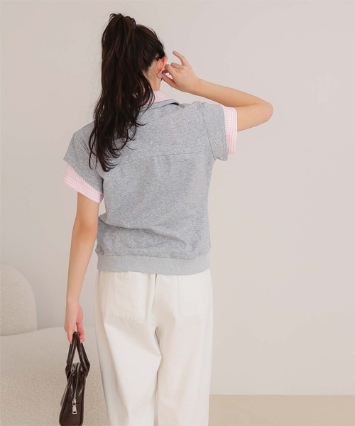 miette(ミエット)の「シャツレイヤード風ミニ裏毛トップス(Tシャツ/カットソー・レディース・ライトグレー/ネイビー/ブラック/オートミール・L/M/S)」の15枚目の写真