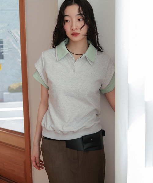 miette(ミエット)の「シャツレイヤード風ミニ裏毛トップス(Tシャツ/カットソー・レディース・ライトグレー/ネイビー/ブラック/オートミール・L/M/S)」の22枚目の写真