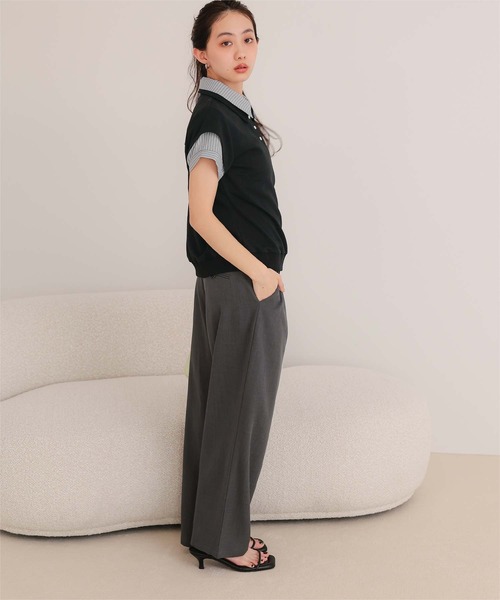 miette(ミエット)の「シャツレイヤード風ミニ裏毛トップス(Tシャツ/カットソー・レディース・ライトグレー/ネイビー/ブラック/オートミール・L/M/S)」の9枚目の写真