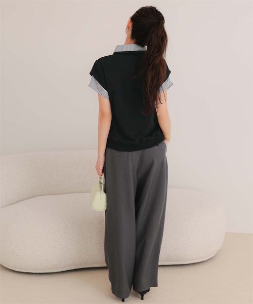 miette(ミエット)の「シャツレイヤード風ミニ裏毛トップス(Tシャツ/カットソー・レディース・ライトグレー/ネイビー/ブラック/オートミール・L/M/S)」の10枚目の写真