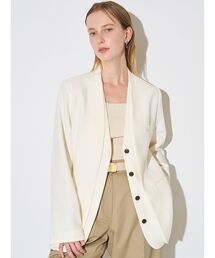 ELENDEEK | レイヤードカラーレスジャケット(ノーカラージャケット)