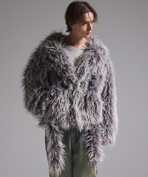 GRANCY(グランシー)の「【GRANCY】Fur Boa Riders Jacket / ファーボアライダースジャケット(ライダースジャケット・メンズ・グレー/ボルドー・M/L/S)」の9枚目の写真