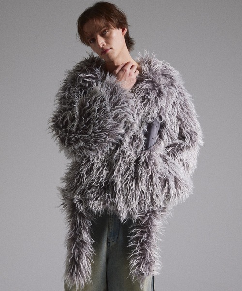 GRANCY(グランシー)の「【GRANCY】Fur Boa Riders Jacket / ファーボアライダースジャケット(ライダースジャケット・メンズ・グレー/ボルドー・M/L/S)」の10枚目の写真