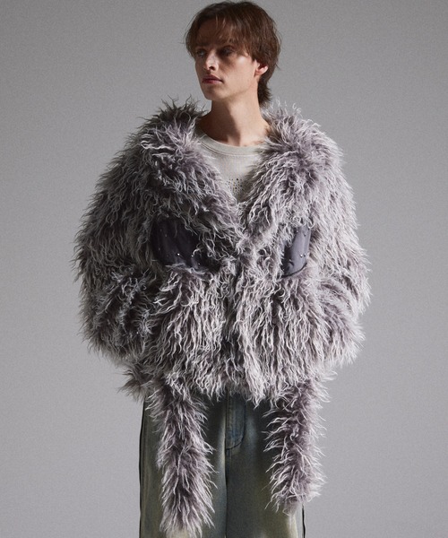 GRANCY(グランシー)の「【GRANCY】Fur Boa Riders Jacket / ファーボアライダースジャケット(ライダースジャケット・メンズ・グレー/ボルドー・M/L/S)」の11枚目の写真
