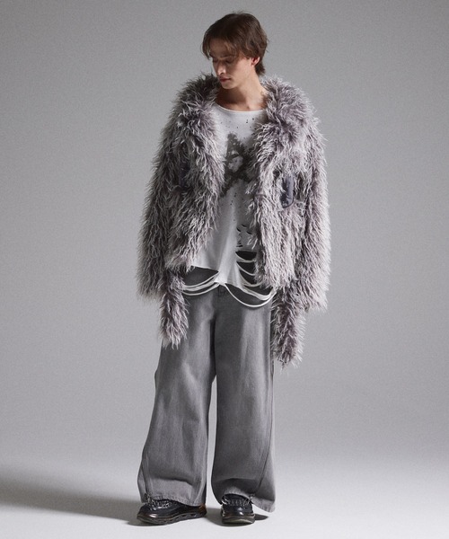 GRANCY(グランシー)の「【GRANCY】Fur Boa Riders Jacket / ファーボアライダースジャケット(ライダースジャケット・メンズ・グレー/ボルドー・M/L/S)」の16枚目の写真