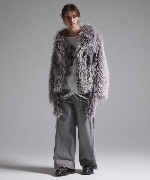 GRANCY】Fur Boa Riders Jacket / ファーボアライダースジャケット
