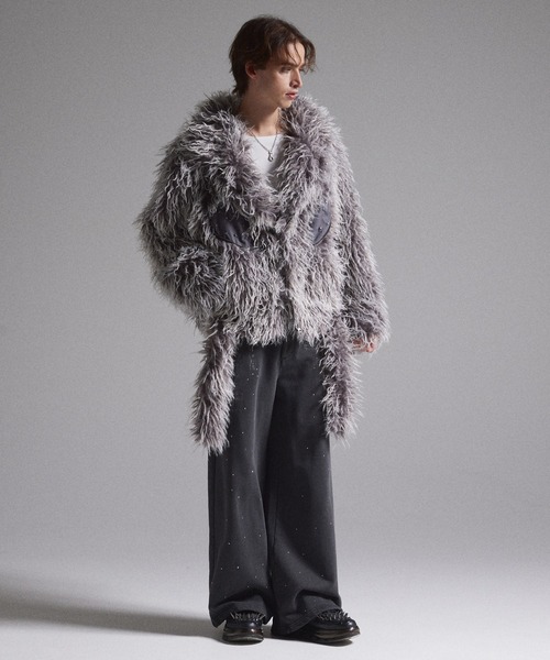 【grancy】ファーボアライダースジャケット M GRANCY】Fur Boa Riders Jacket / ファーボアライダースジャケット