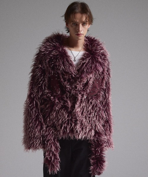 GRANCY】Fur Boa Riders Jacket / ファーボアライダースジャケット