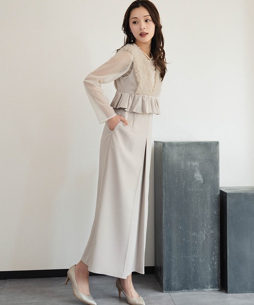 girl(ガール)の「ボリュームチュールペプラムドレス シアーインナー セット 結婚式 ワンピース パーティードレス オケージョンドレス お呼ばれ 二次会 成人式 同窓会 謝恩会《着用動画あり》(ドレス・レディース・チャコールグレー/ブラック/グレイッシュベージュ・S/M/L)」の12枚目の写真