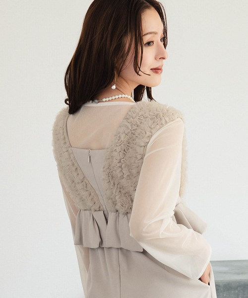 girl(ガール)の「ボリュームチュールペプラムドレス シアーインナー セット 結婚式 ワンピース パーティードレス オケージョンドレス お呼ばれ 二次会 成人式 同窓会 謝恩会《着用動画あり》(ドレス・レディース・チャコールグレー/ブラック/グレイッシュベージュ・S/M/L)」の16枚目の写真