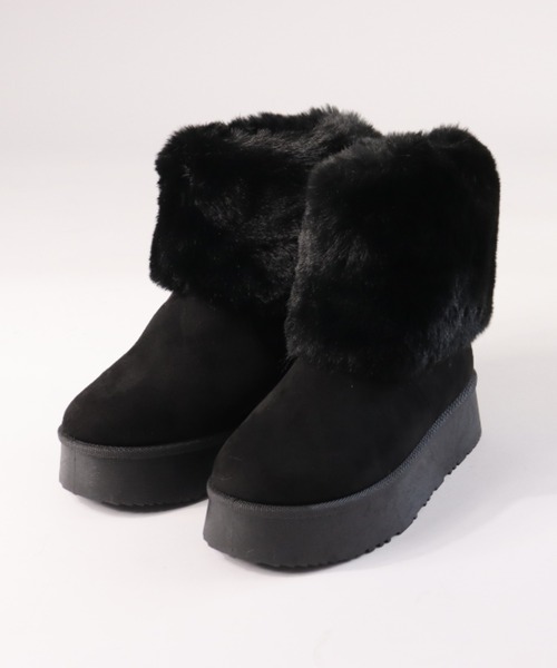 Dedes（デデス）の「Dedes 厚底ファーカバーブーツ(6416)（ブーツ・レディース・ブラック/ベージュ/ブラウン・42/40/38/36/34/44）」の2枚目の写真