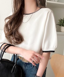 classicalelf（クラシカルエルフ）の「甘さはそっと、さりげなく。前後2wayスカラップVネックプルオーバー(半袖)（ニット/セーター）」