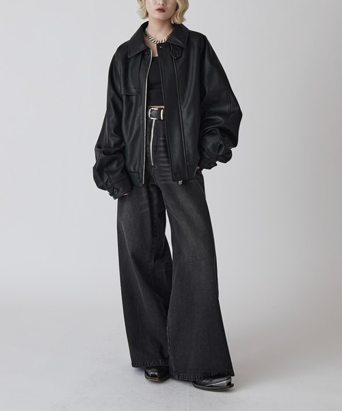 Lui's(ルイス)の「【Neucon】GUN FLAP ZIP LEATHER BLOUSON / ガンフラップZIPレザーブルゾン(ブルゾン・メンズ・ブラック/ダークブラウン・1/2)」の13枚目の写真