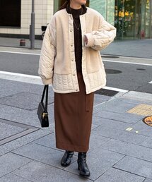 Chez toi | ボア×ストライプキルティングコート(その他アウター)