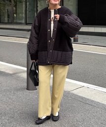 Chez toi | ボア×ストライプキルティングコート(その他アウター)