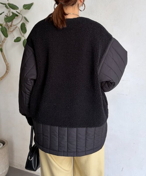 Chez toi（シェトワ）の「ボア×ストライプキルティングコート（その他アウター・レディース・ブラック/アイボリー/カーキ・FREE）」の17枚目の写真