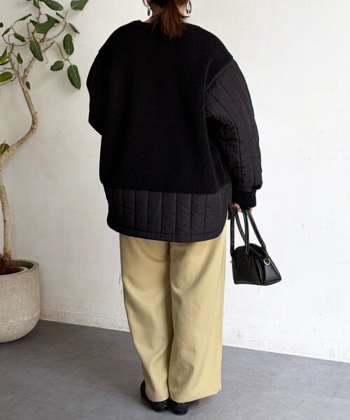 Chez toi（シェトワ）の「ボア×ストライプキルティングコート（その他アウター・レディース・ブラック/アイボリー/カーキ・FREE）」の22枚目の写真