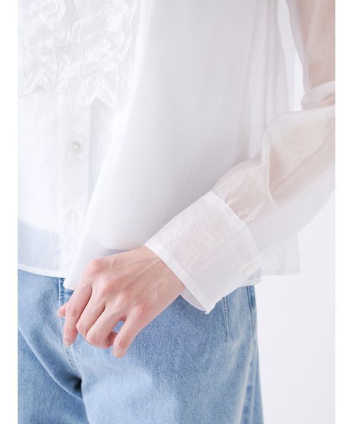 SNIDEL（スナイデル）の「バリエボウタイブラウス（シャツ/ブラウス・レディース・ホワイト/ライトブルー/アイボリー・F）」の14枚目の写真